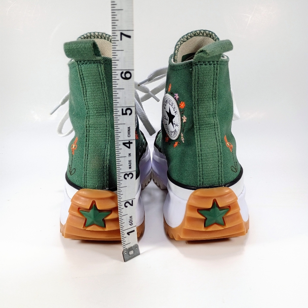 CONVERSE Chuck Taylor Run Star Hike Hi Womens 5.5 Green Floral Embroidered Shoes - Picture 8 of 11